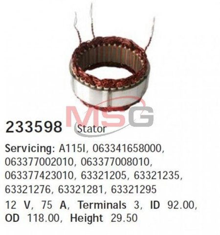 Обмотка генератора, статор REMA-PARTS 233598