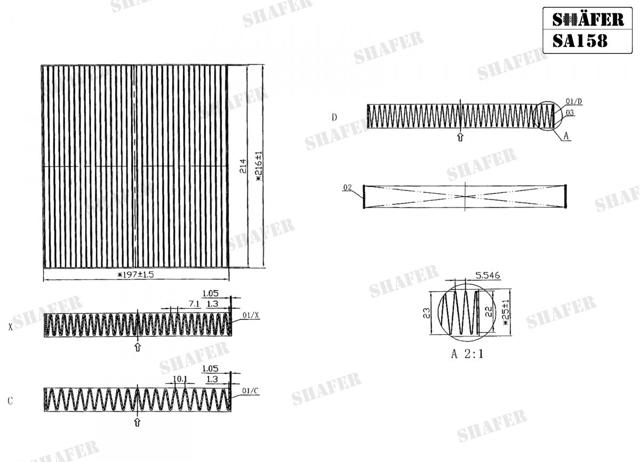Фильтр воздушный отопителя Shafer SA158 цена, от 2.54 USD