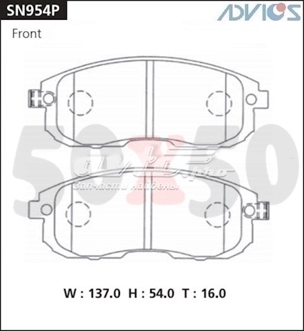 Колодки тормозные передние дисковые ADVICS SN954P