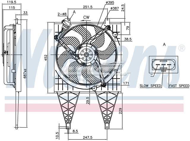 Ventilador (rodete +motor) aire acondicionado con electromotor completo 85797 NISSENS