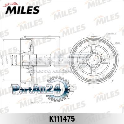 Тормозной барабан K111475 Miles