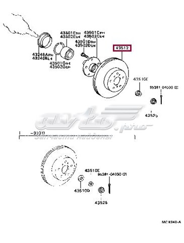 Диск гальмівний передній 4351242031 TOYOTA