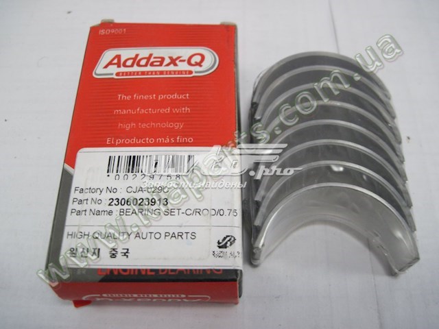 2306023913 Addax-q вкладыши коленвала шатунные, комплект, 3-й ремонт (+0,75)