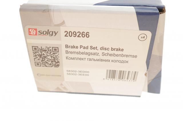 209266 Solgy Колодки тормозные дисковые комплект