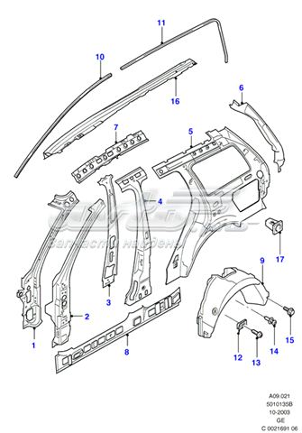 Montante de carroçaria dianteira esquerda para Ford Mondeo (B4Y)