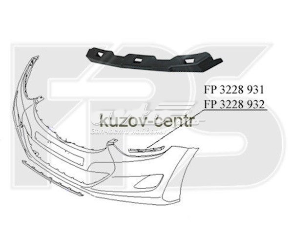Кронштейн бампера переднего правый FP3228932 FPS