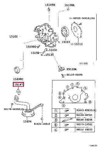 Anillo obturador, filtro de transmisión automática 1514750011 TOYOTA