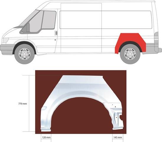 Arco do pára-lama traseiro direito para Ford Transit (V347/8)