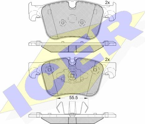 Колодки тормозные передние дисковые ICER 182166203