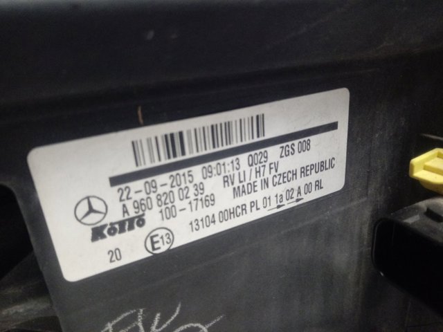 Купить A9608200239 Mercedes Фара левая передняя