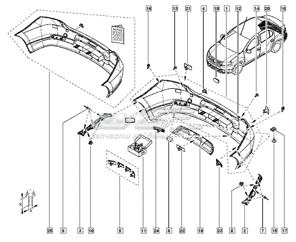 Кронштейн датчика парктроника задний, комплект на Dacia Logan II 