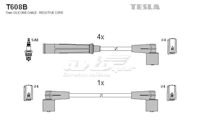 Провода высоковольтные, комплект TESLA T608B