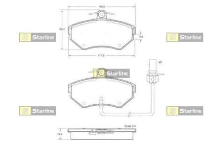 Передние тормозные колодки BDS144 Starline