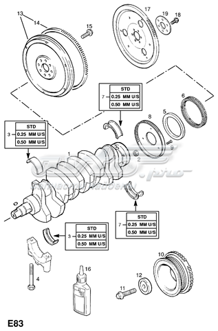 Коленвал двигателя 614027 Opel