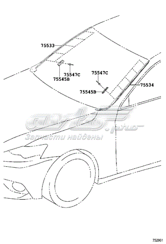 Рама вітрового скла права 7555153041 TOYOTA