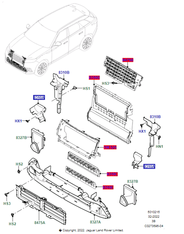 Решетка вентиляции салона на "торпедо", левая Land Rover LR092685