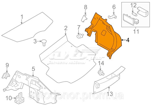 Облицювання багажного відсіку, праве 849503NF0B NISSAN