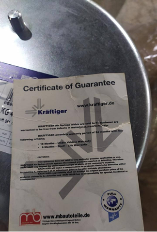 Пневмоподушка задняя Kraftiger KG49128NS