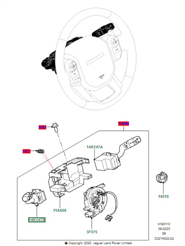 LR090986 Land Rover Левый подрулевой переключатель