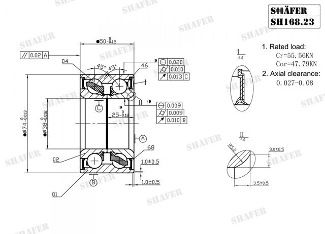 Комплект подшипника ступицы колеса Shafer SH16823 цена, от 13.45 USD