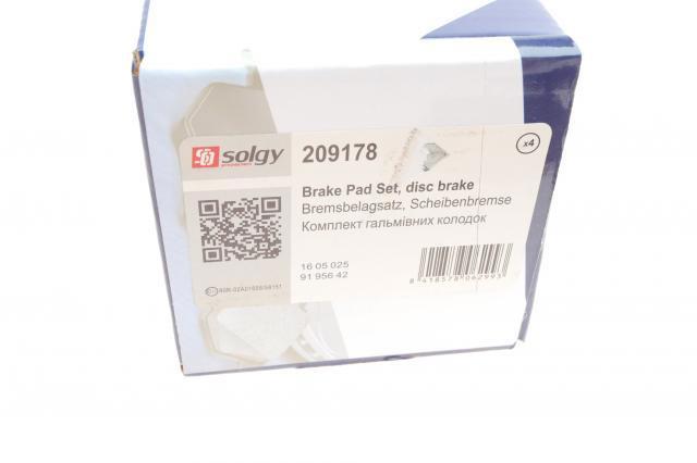 Колодки дисковые  Solgy 209178 цена, от 11.32 USD