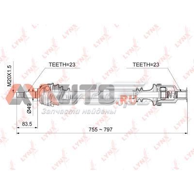 Правая полуось CD6706 Lynxauto