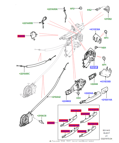 LR064792 Land Rover Внутренний дверной замок