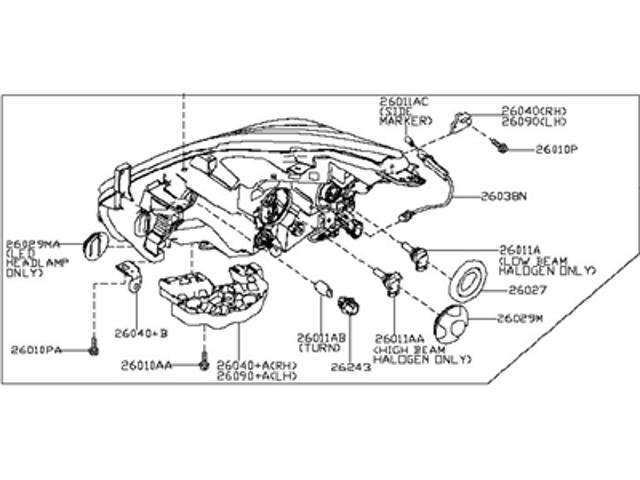 Правая блок фара Nissan/Infiniti 260105AA0B цена, от 215.86 USD