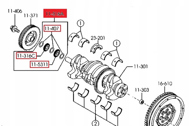 Звездочка привода коленвала двигателя MAZDA L3K91132XA Звездочка привода коленвала двигателя MAZDA L3K91132XA