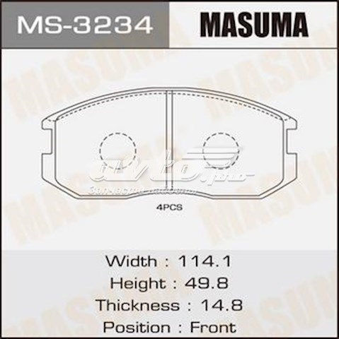 Колодки тормозные передние дисковые MASUMA MS3234