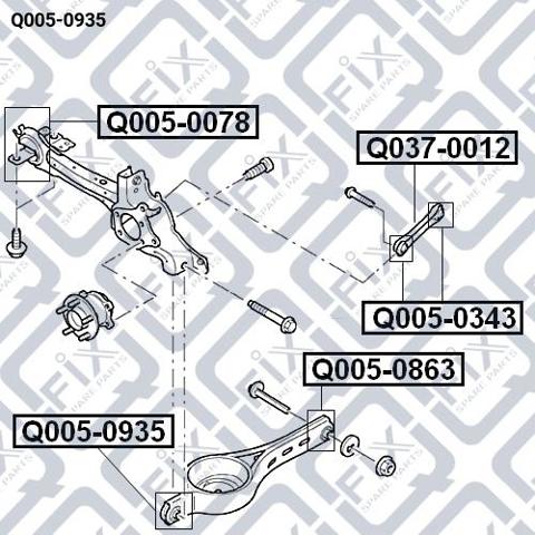 Сайлентблок заднего нижнего рычага Q0050935 Q-fix