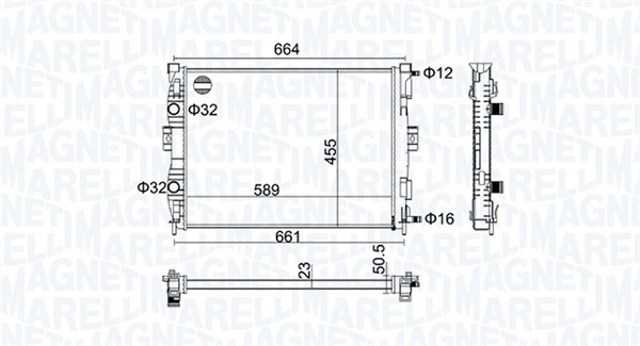 Радиатор охлаждения двигателя MAGNETI MARELLI BM1606