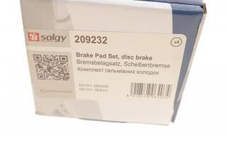 Купить 209232 Solgy Колодки тормозные задние, дисковые