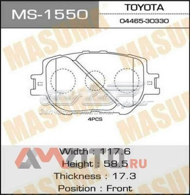 Колодки тормозные передние дисковые MASUMA MS1550