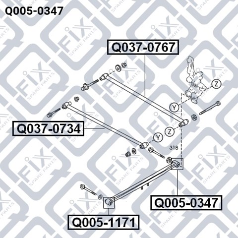 Сайлентблок заднего продольного рычага задний Q-fix Q0050347 цена, от 6.64 USD