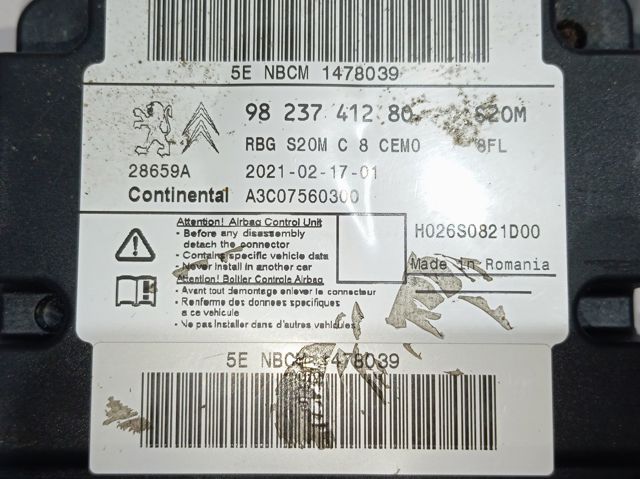 1634737680 Peugeot/Citroen Модуль-процессор управления подушкой безопасности (ЭБУ AIRBAG)