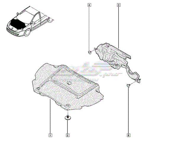 Isolamento de ruído da capota para Renault Laguna (KT0)