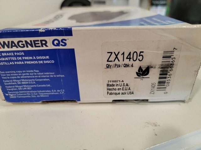 Передние тормозные колодки ZX1405 Wagner