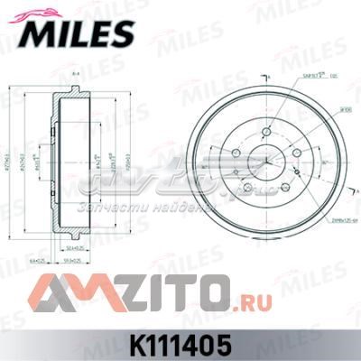 Тормозной барабан K111405 Miles