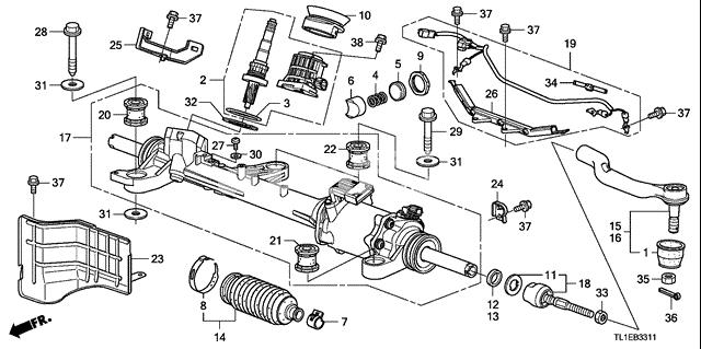 53601TL1E03 Honda cremalheira da direção