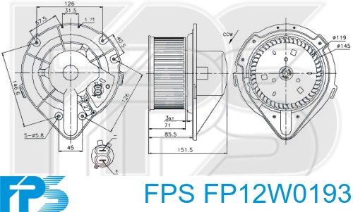 FP 12 W0193 FPS motor de ventilador de forno (de aquecedor de salão)