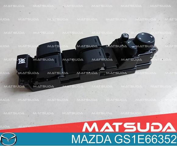 GS1E66352 Mazda unidade de botões dianteira esquerda de controlo de elevador de vidro