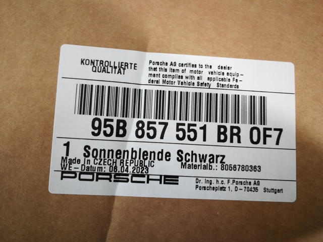 Купить 95B857551BROF7 Porsche Козырек солнцезащитный