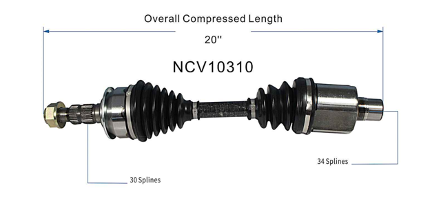 NCV10310 GSP Полуось передняя левая