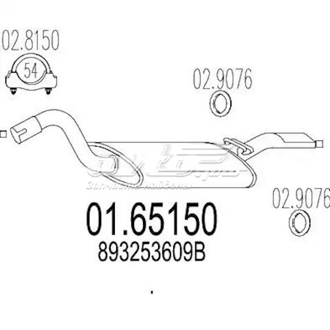 Глушник вихлопних газів кінцевий 0165150 MTS