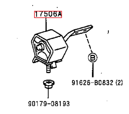 1750616140 Toyota coxim de fixação do silenciador