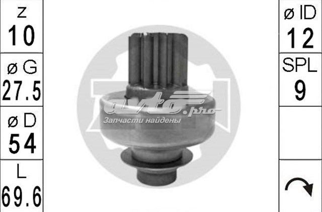 Бендикс стартера Renault (RVI) 7701051578