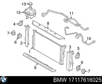 Кронштейн радіатора лівий 17117616025 BMW