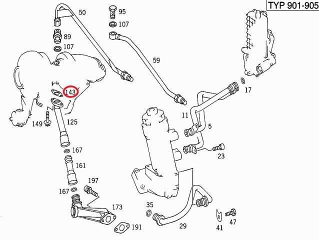Прокладка шланга отвода масла от турбины 6021870680 Mercedes