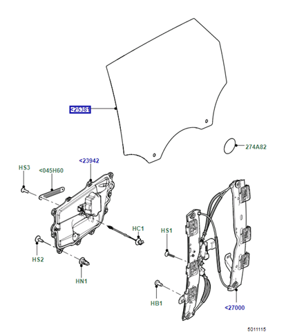 Стекло заднее правое Land Rover LR093211